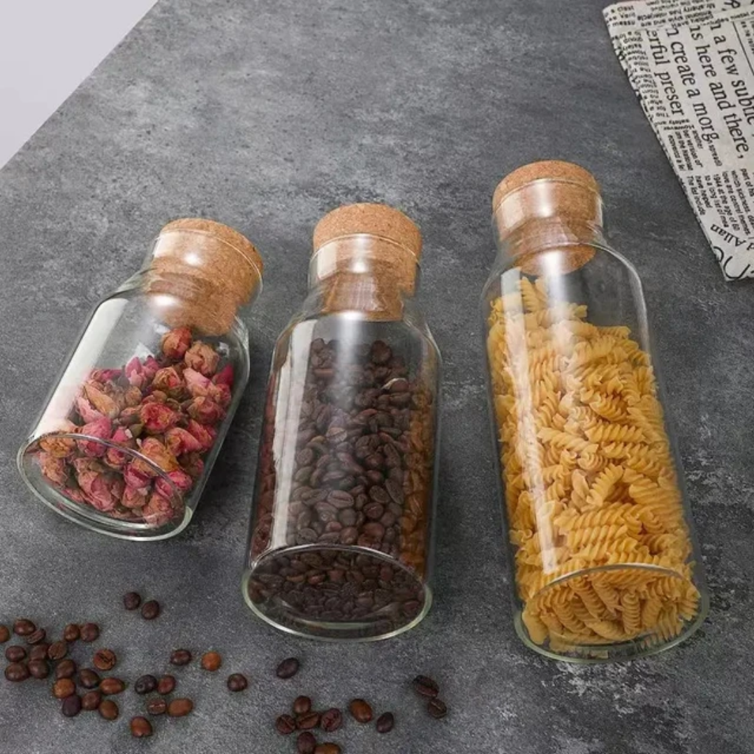 Cork Lid Glass Set 3pcs