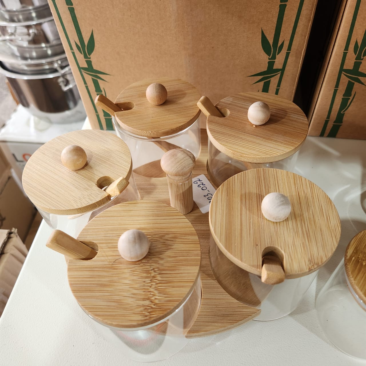Rotatable Bracket | 5 Bamboo Jar Set