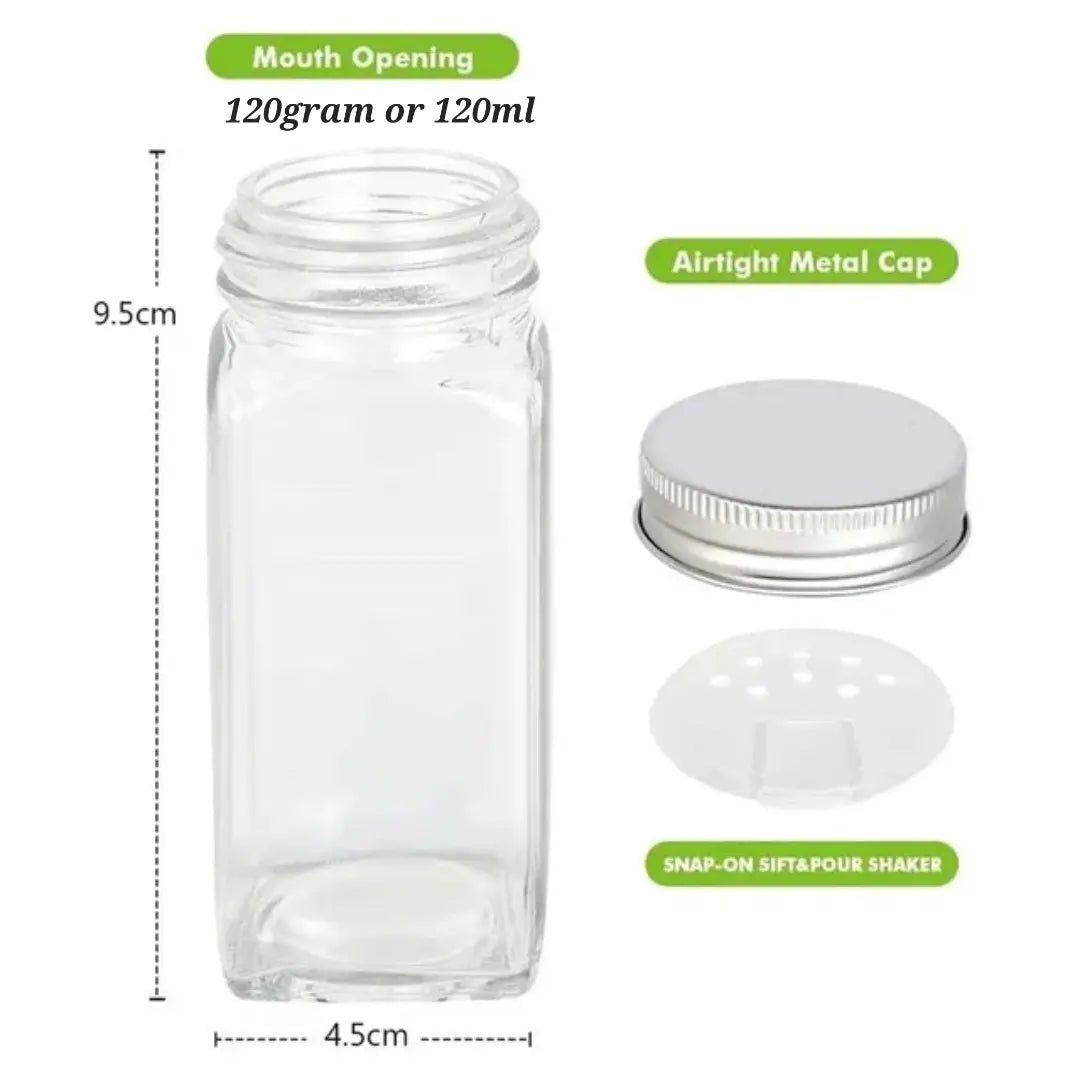 Glass Spice Jars | Stainless Steel Lids