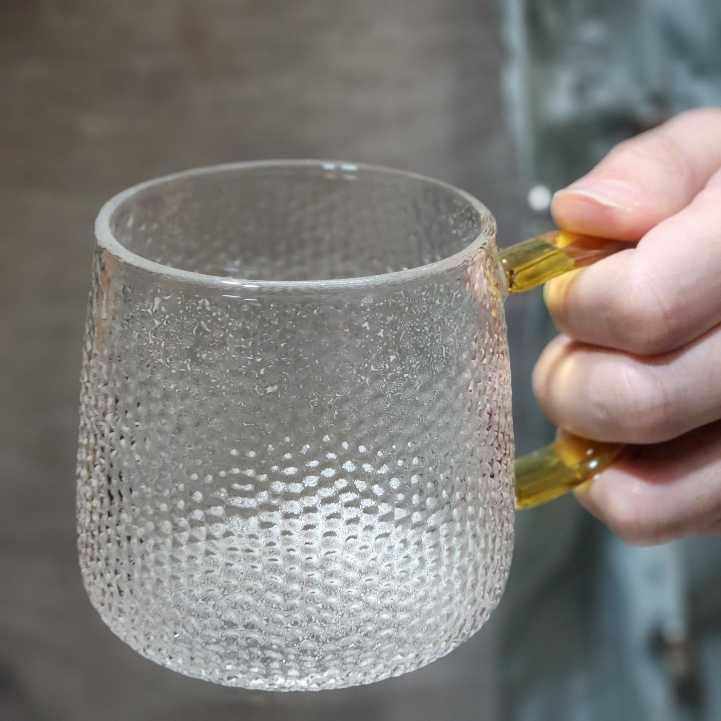 Heat Resistant Gold Handle Glass Mug