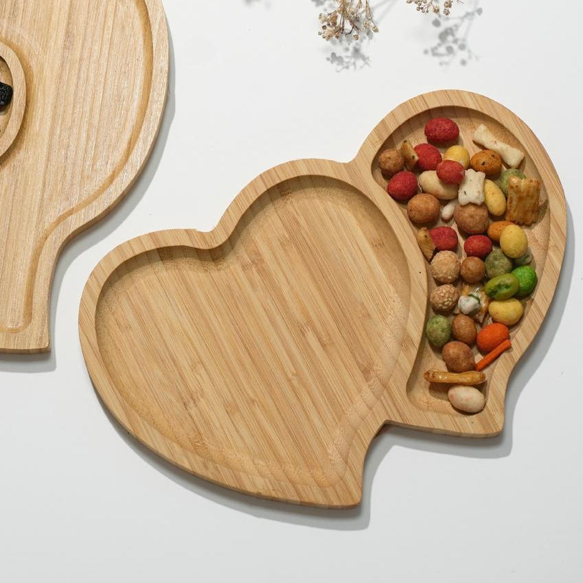 Heart-Shaped Bamboo Serving Tray