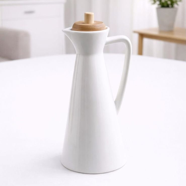 700ml Porcelain Oil Dispenser with Bamboo Lid
