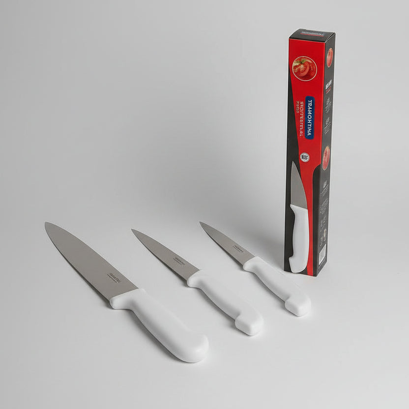 Tramontina Stainless Steel Knife with Plastic White Handle | 2 sizes