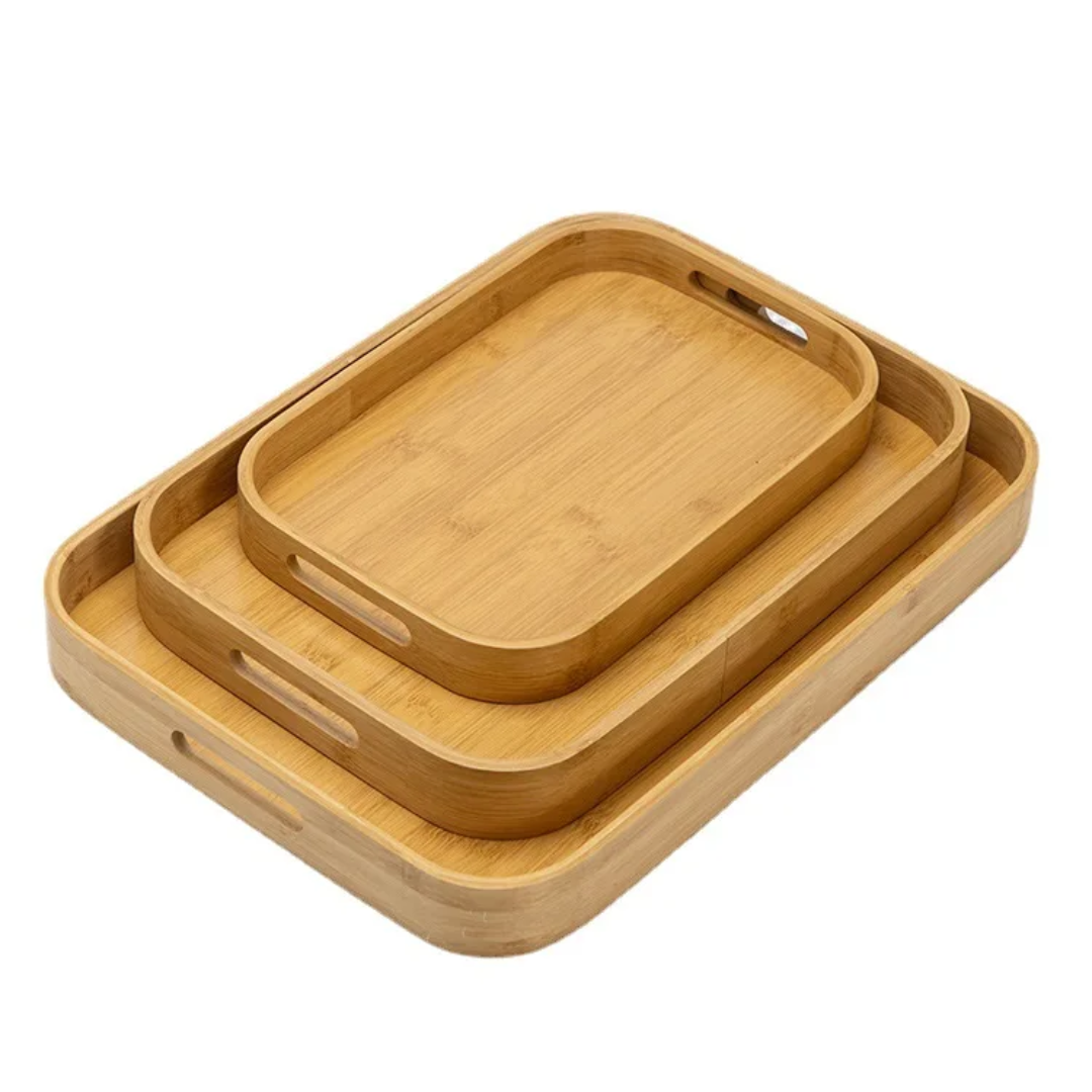 Rectangular Bamboo Trays |Set of 3