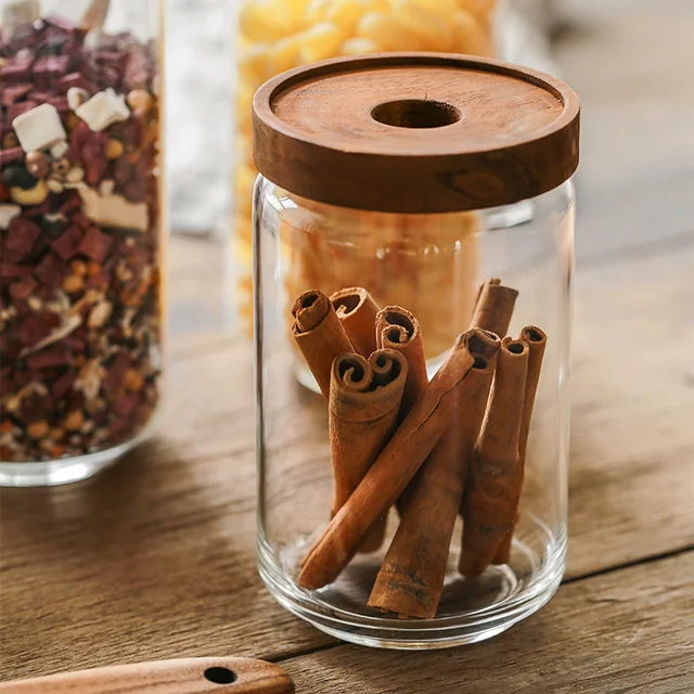 5 Glass Food Storage Containers | Burned Wood Lid