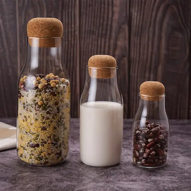 Glass Storage Jars With Cork Lids | 3 Pieces