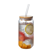 Glass Cup with Bamboo Lid & Straw, 550ml - view 5