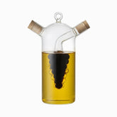 2-in-1 Oil & Vinegar Dispenser Bottle - glass bottle with inner vinegar chamber and cork stoppers