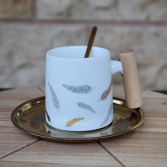 Ceramic Mug With Wooden Handle