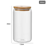 Glass Cup with Bamboo Lid & Straw, 550ml - view 7