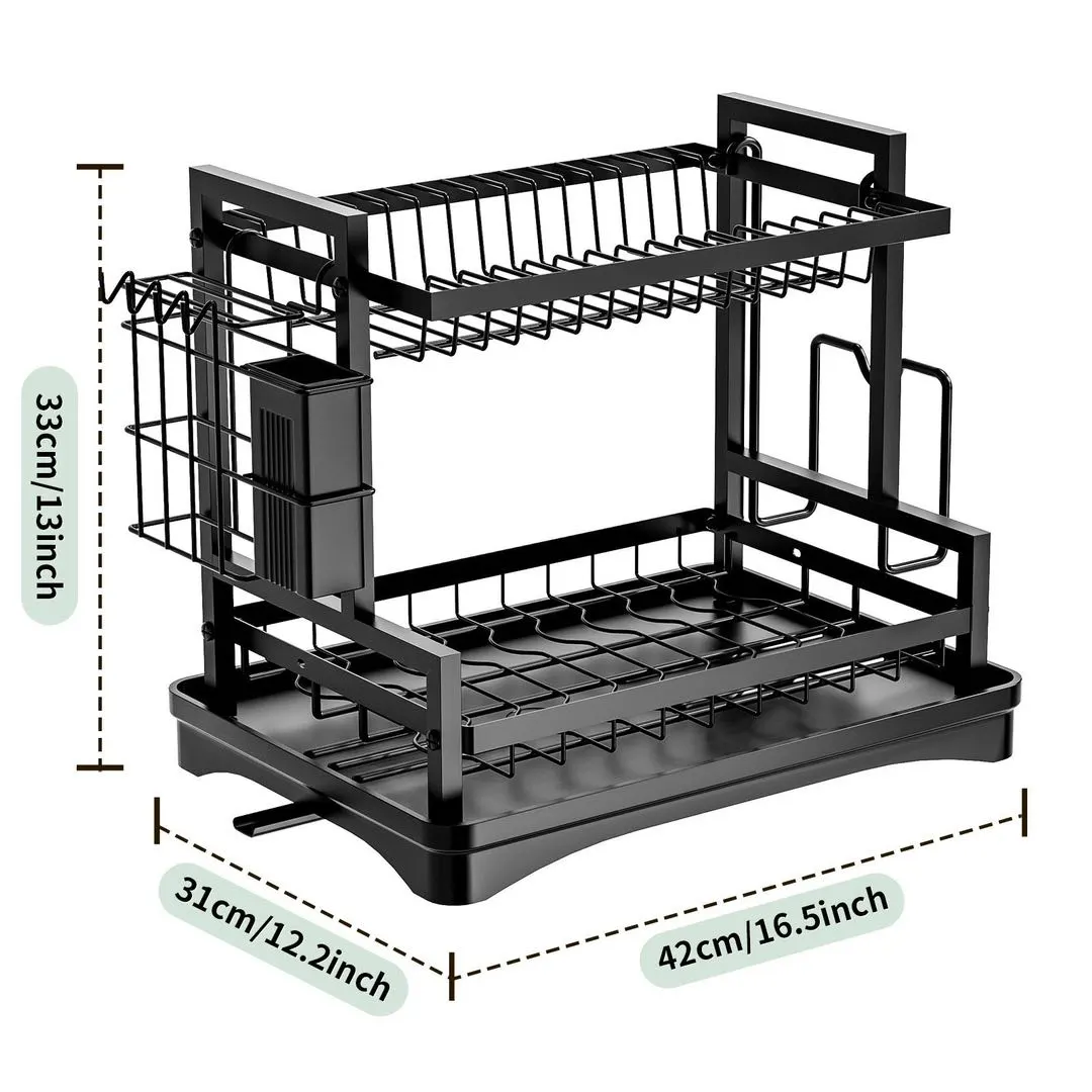 2-tier Dish Drying Rack With Drainboard