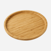 Bamboo Serving Platter - round bamboo tray with raised edge
