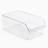 Wide Clear Plexi Fridge Organizer Bin - empty clear bin with open front