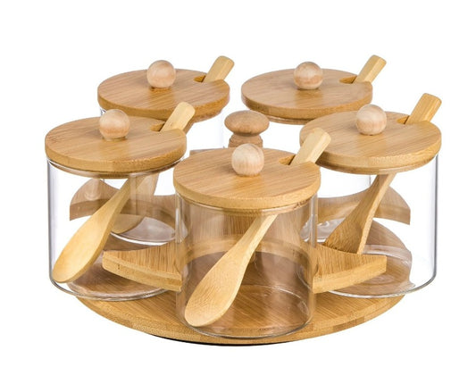 Rotatable Bracket | 5 Bamboo Jar Set