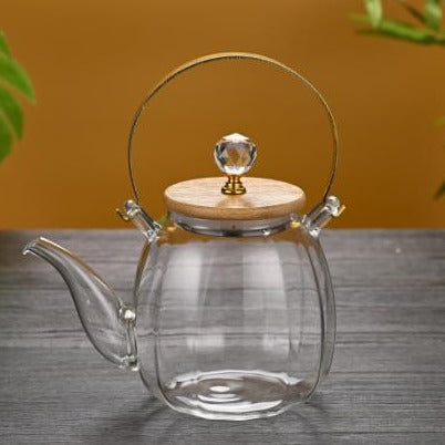 Glass Heat-Resistant Teapot With Wooden Lid | 1500 ml