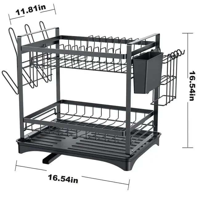 2-tier Dish Drying Rack With Drainboard