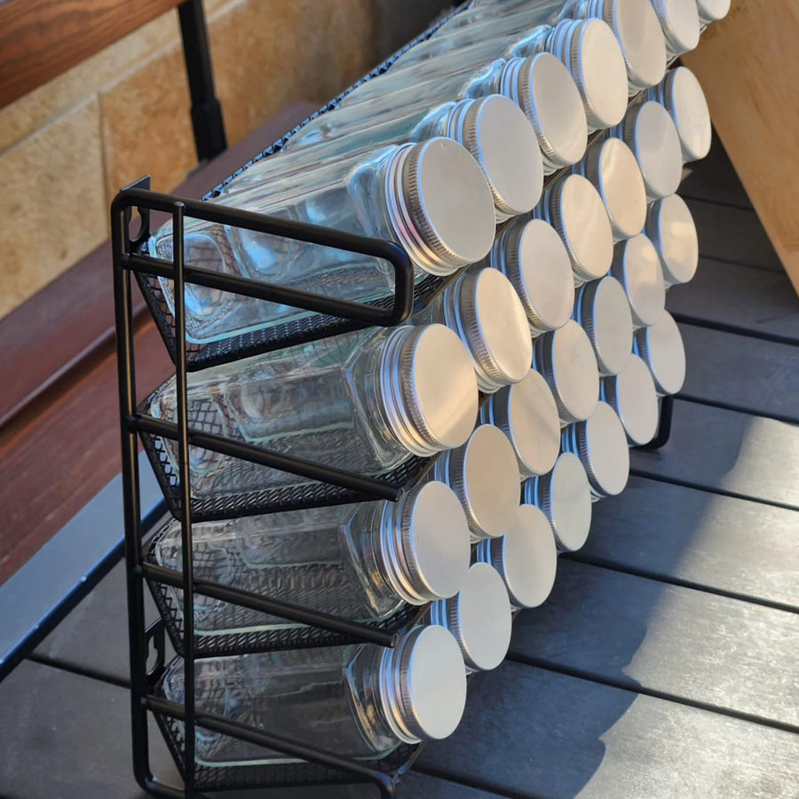 Metal Spice Rack Organizer with 28 Glass Jars - view 6