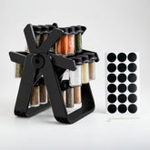 Rotating Spice Rack with 18 Glass Jars