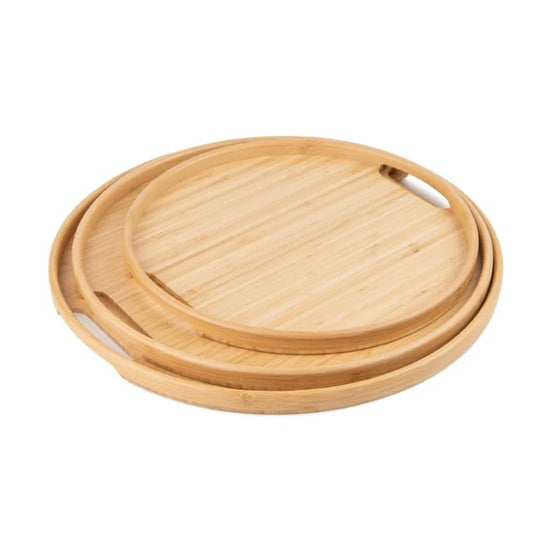 Round Bamboo Trays Set