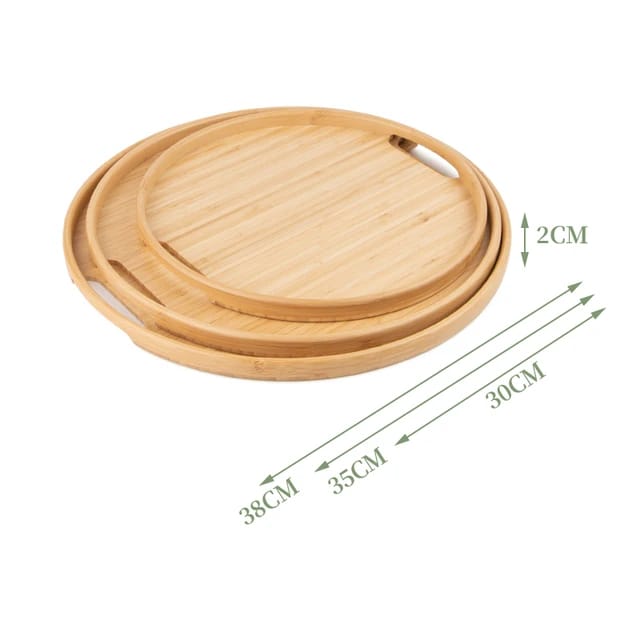 Round Bamboo Trays Set