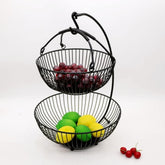 2-Tier Black Metal Fruit Basket Stand - view 3