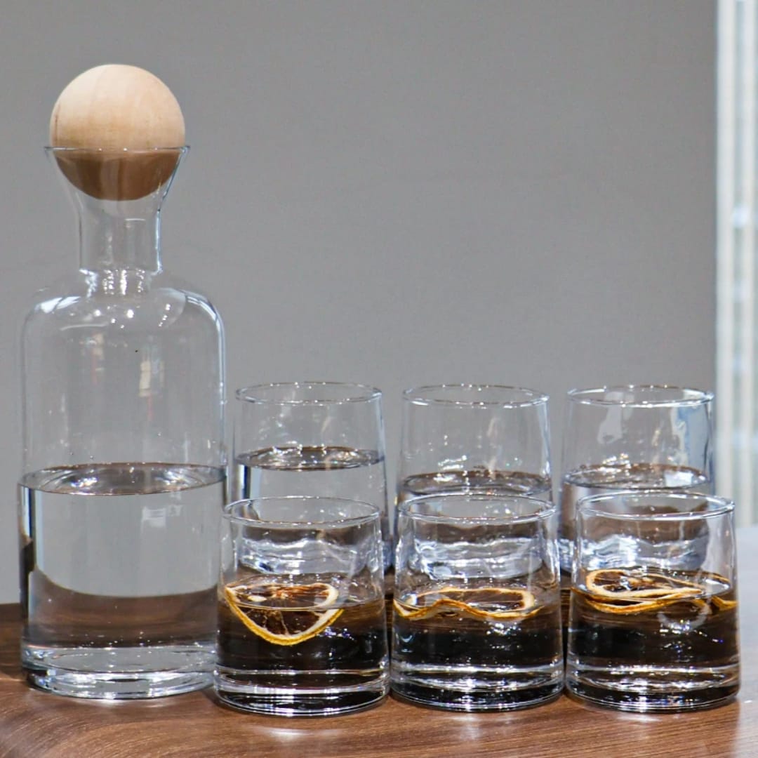 Ball Lid Jug with 6 modern Cups | Serving