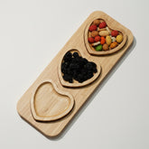 Heart-Shaped Bamboo Serving Tray with 3 Plates