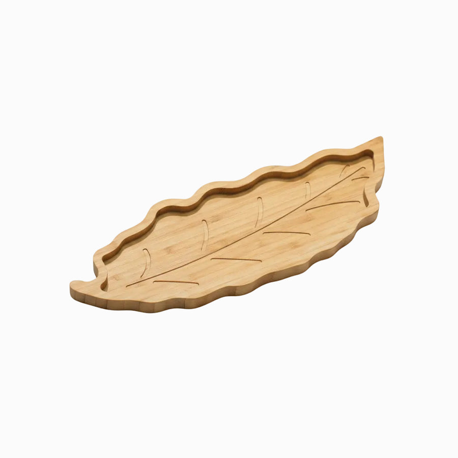 Leaf-Shaped Bamboo Serving Tray
