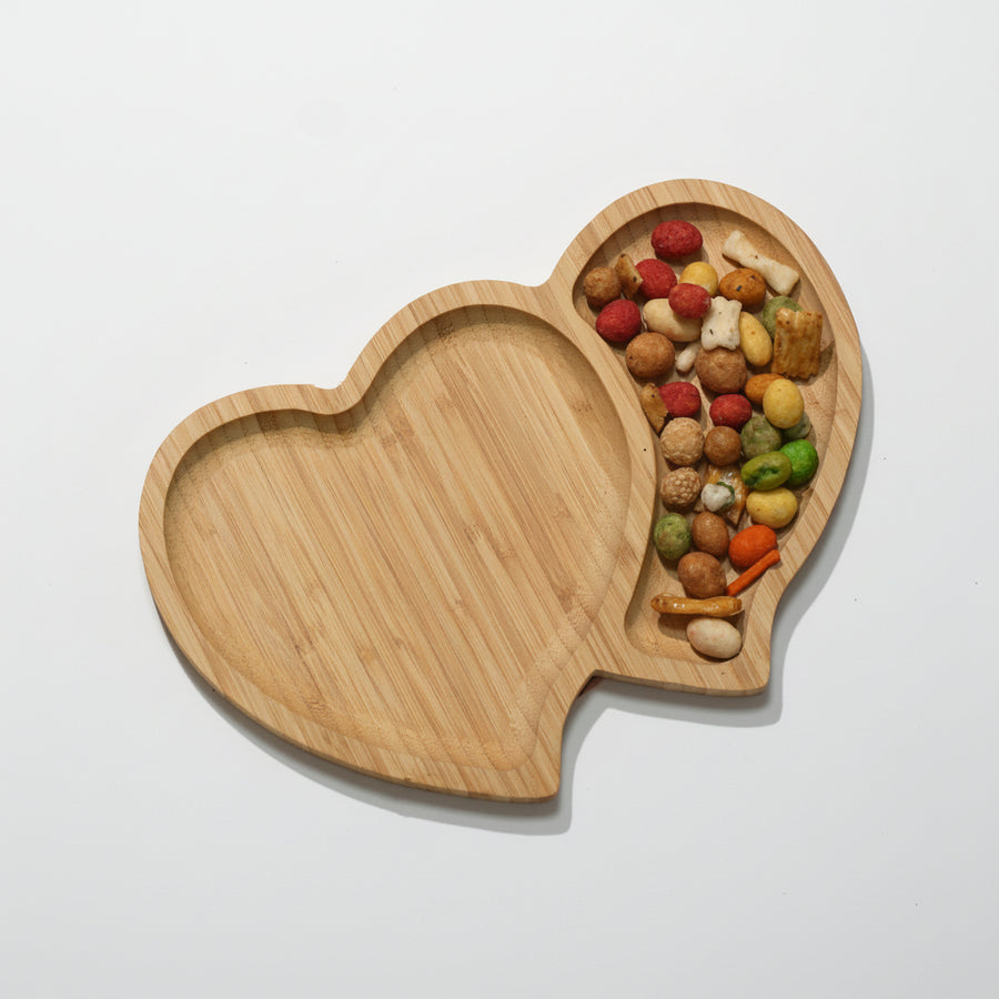 Heart-Shaped Bamboo Serving Tray