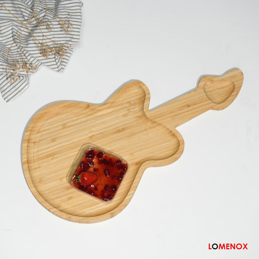 Guitar-Shaped Bamboo Serving Board