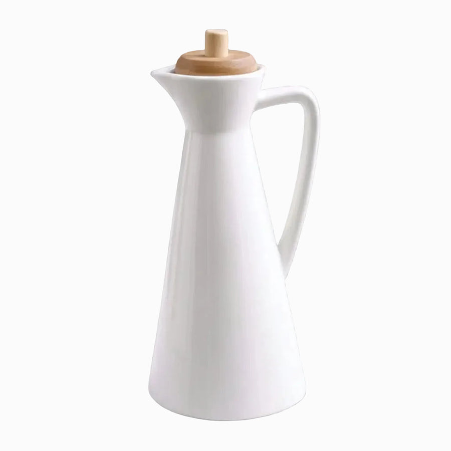 Porcelain Oil Dispenser with Bamboo Lid, 700ml