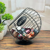 Round Wire Coffee Pod Holder with Wooden Lid - view 2