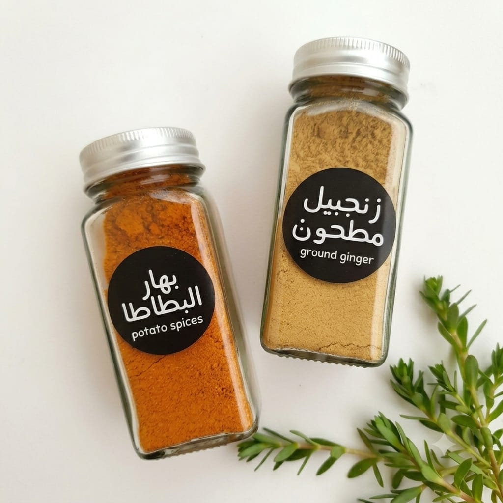 Glass Spice Jars 120ml | Bamboo / Black / Silver Lids