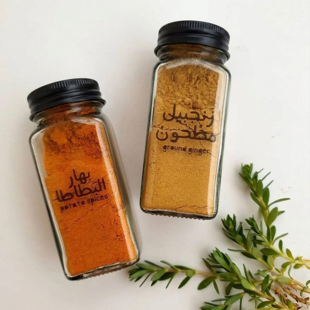 Glass Spice Jars 120ml | Bamboo / Black / Silver Lids