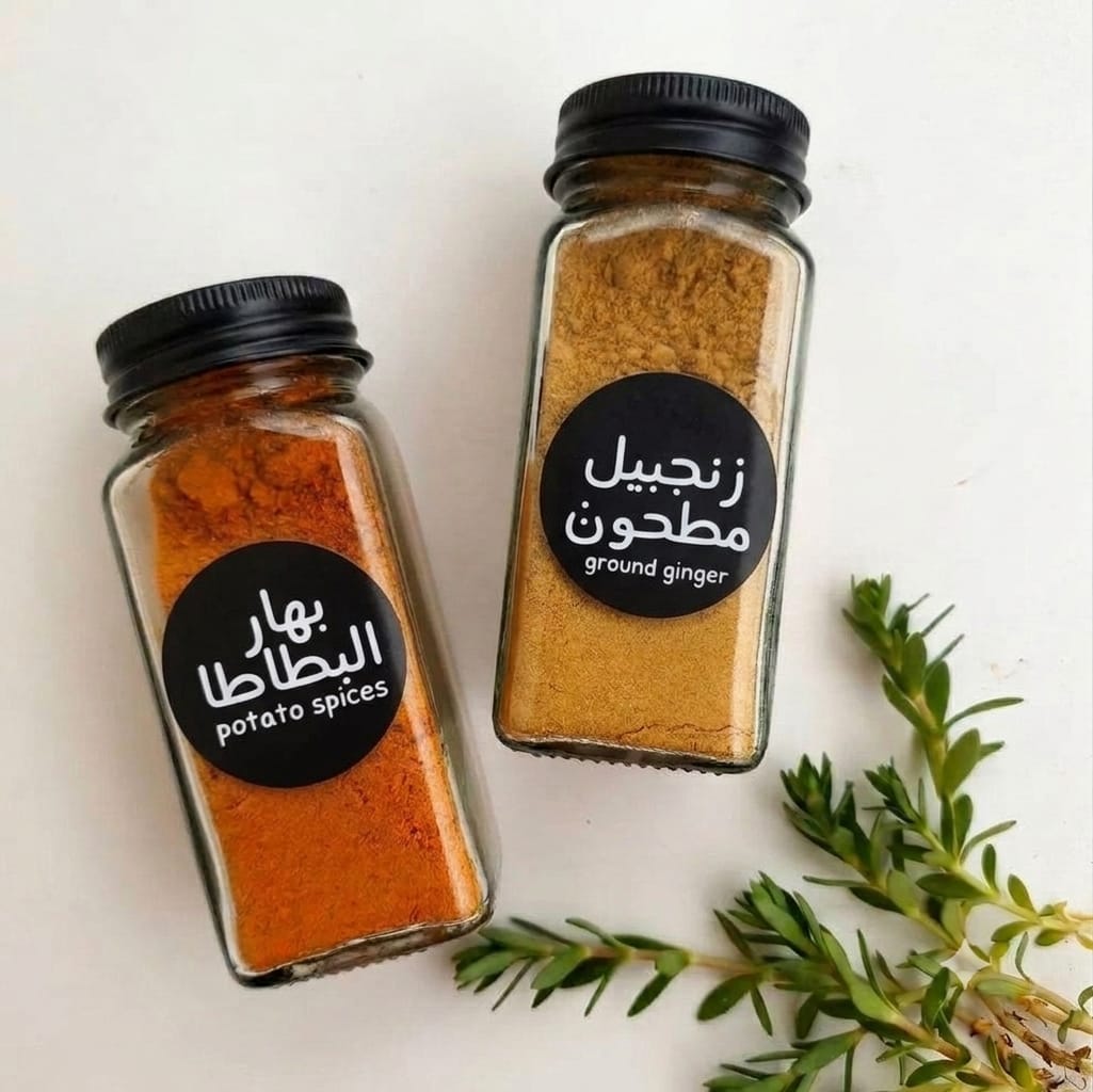 Glass Spice Jars 120ml | Bamboo / Black / Silver Lids
