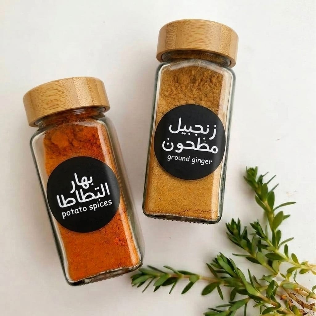 Glass Spice Jars 120ml | Bamboo / Black / Silver Lids