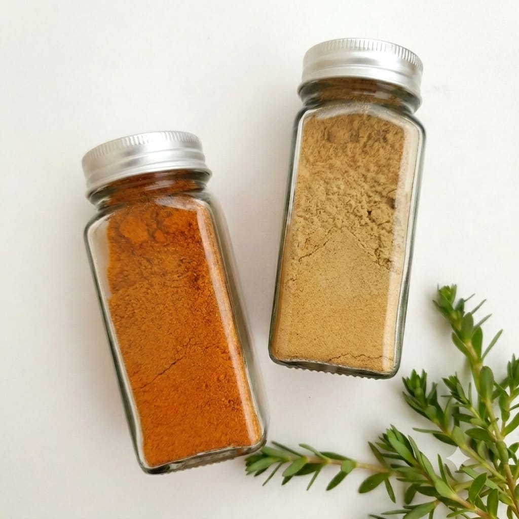 Glass Spice Jars 120ml | Bamboo / Black / Silver Lids