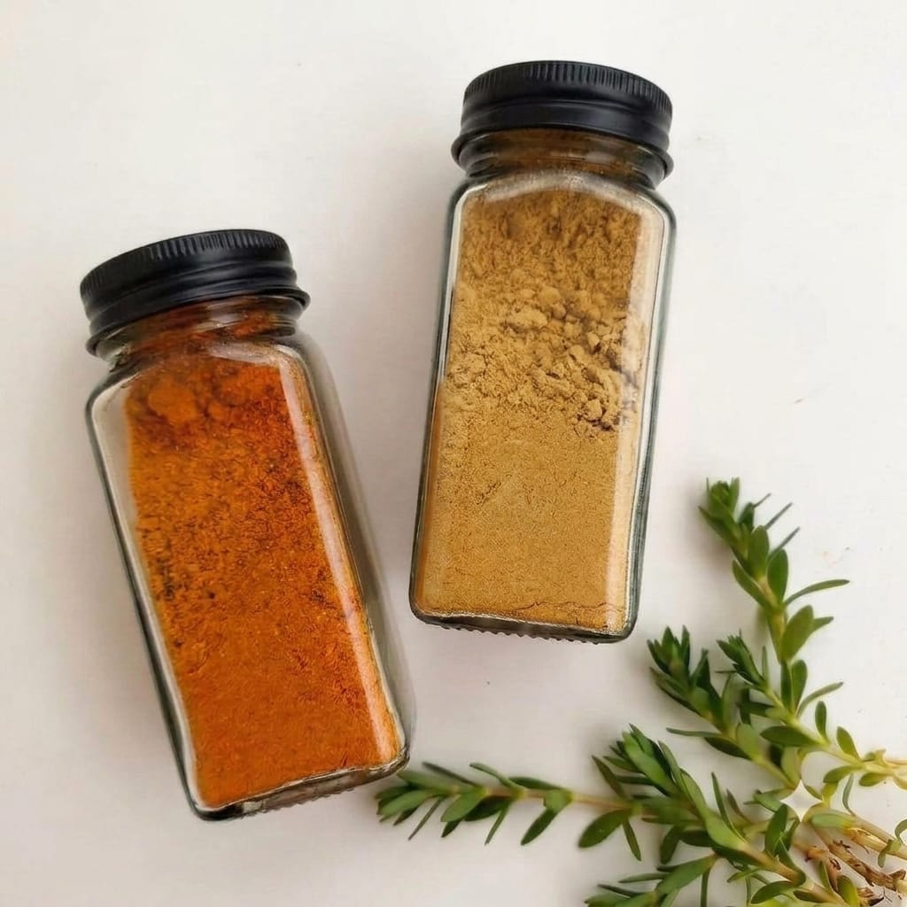 Glass Spice Jars 120ml | Bamboo / Black / Silver Lids