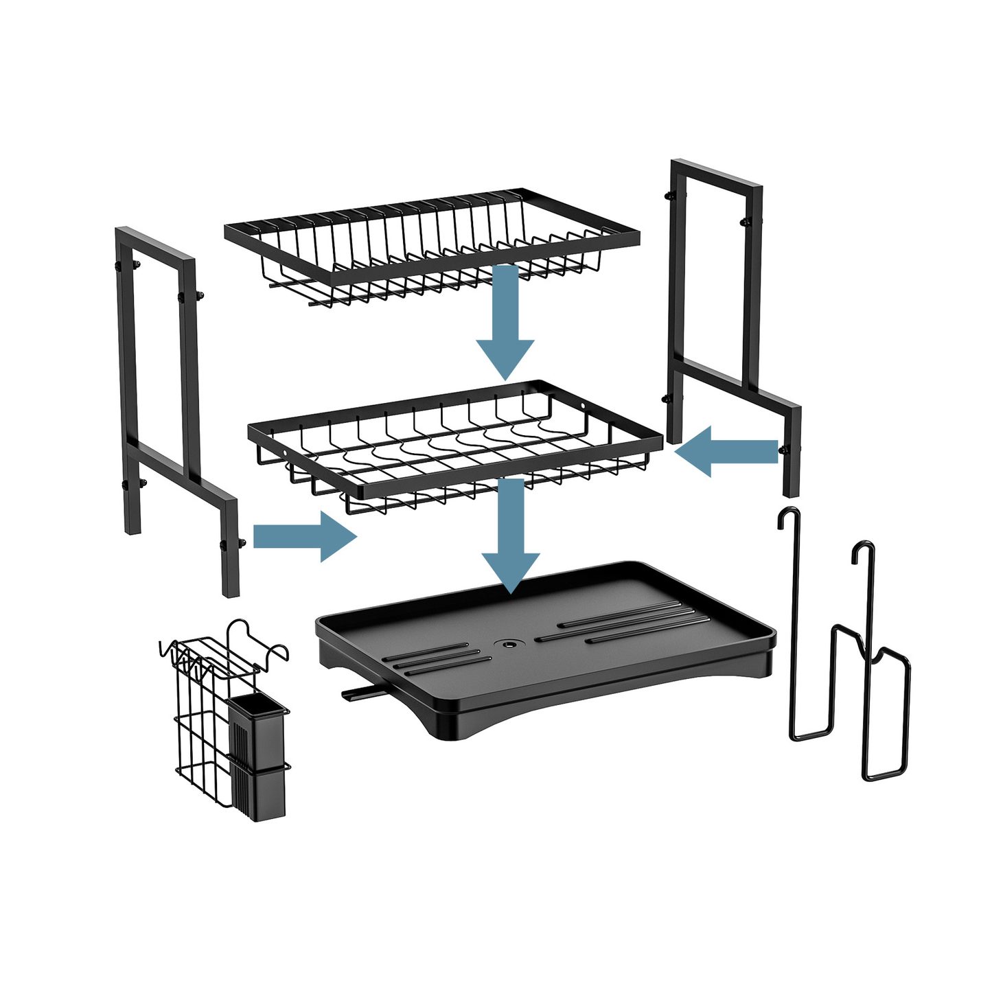 2-tier Dish Drying Rack With Drainboard