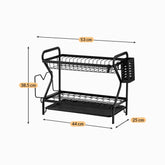 2-tier dish drying rack dimensions 53 x 25 x 38.5 cm with 44 cm base