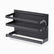 Empty black magnetic spice rack with paper towel bar and side hooks