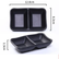 Black matte divided sauce dish top and side views with 12.8 x 8.3 x 2.3 cm dimensions