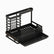 Empty black metal sink caddy with wire brush holder, towel bar, slatted sponge rack and drip tray