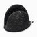 Black silicone mini oven mitt with white speckles, ribbed grip pads and hanging loop