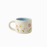 Bloom Floral Ceramic Mug, 250ml - cream mug with blue inside and painted flowers