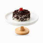 Porcelain Cake Stand with Bamboo Base