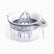Grey plexi citrus juicer with clear ribbed reamer, white bowl and grey patterned band on a 400ml measuring jug
