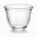 Close-up of a clear glass Arabic coffee cup with flared rim and thick base