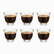 Clear Glass Arabic Coffee Cups Set of 6 56ml, six cups filled with dark Lebanese coffee in 2 rows