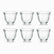 Set of 6 clear glass Arabic coffee cups with bell shape arranged in 2 rows